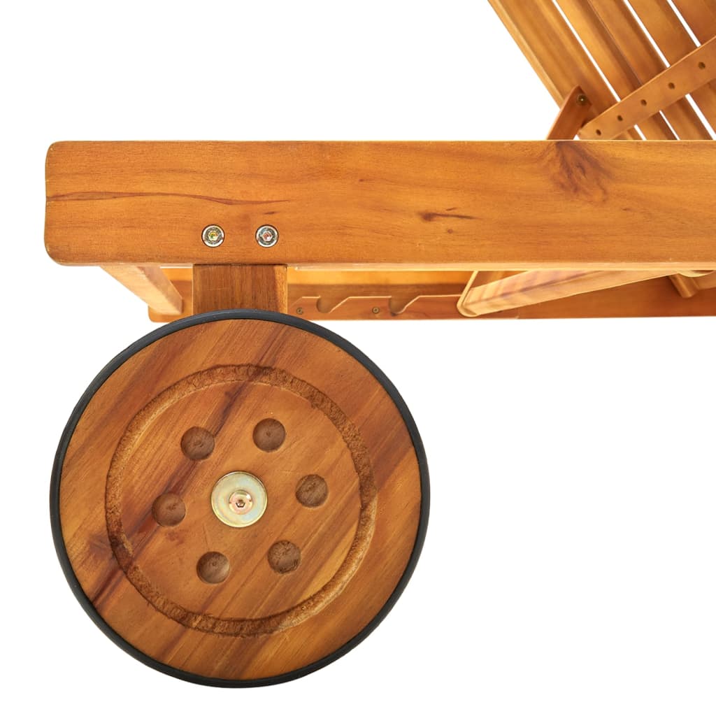 Sun lounger made of solid acacia wood