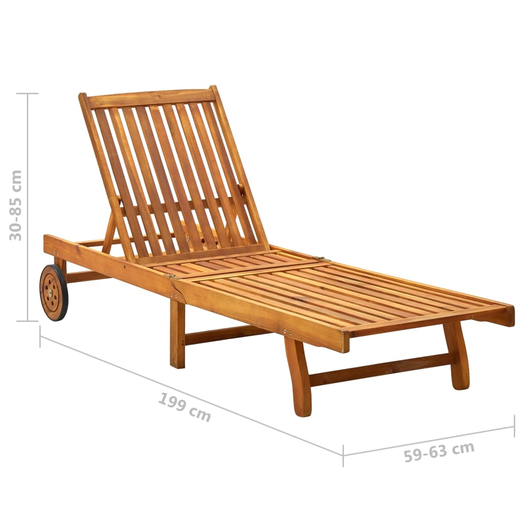 Sun lounger made of solid acacia wood