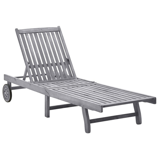 Sun lounger made of solid acacia wood