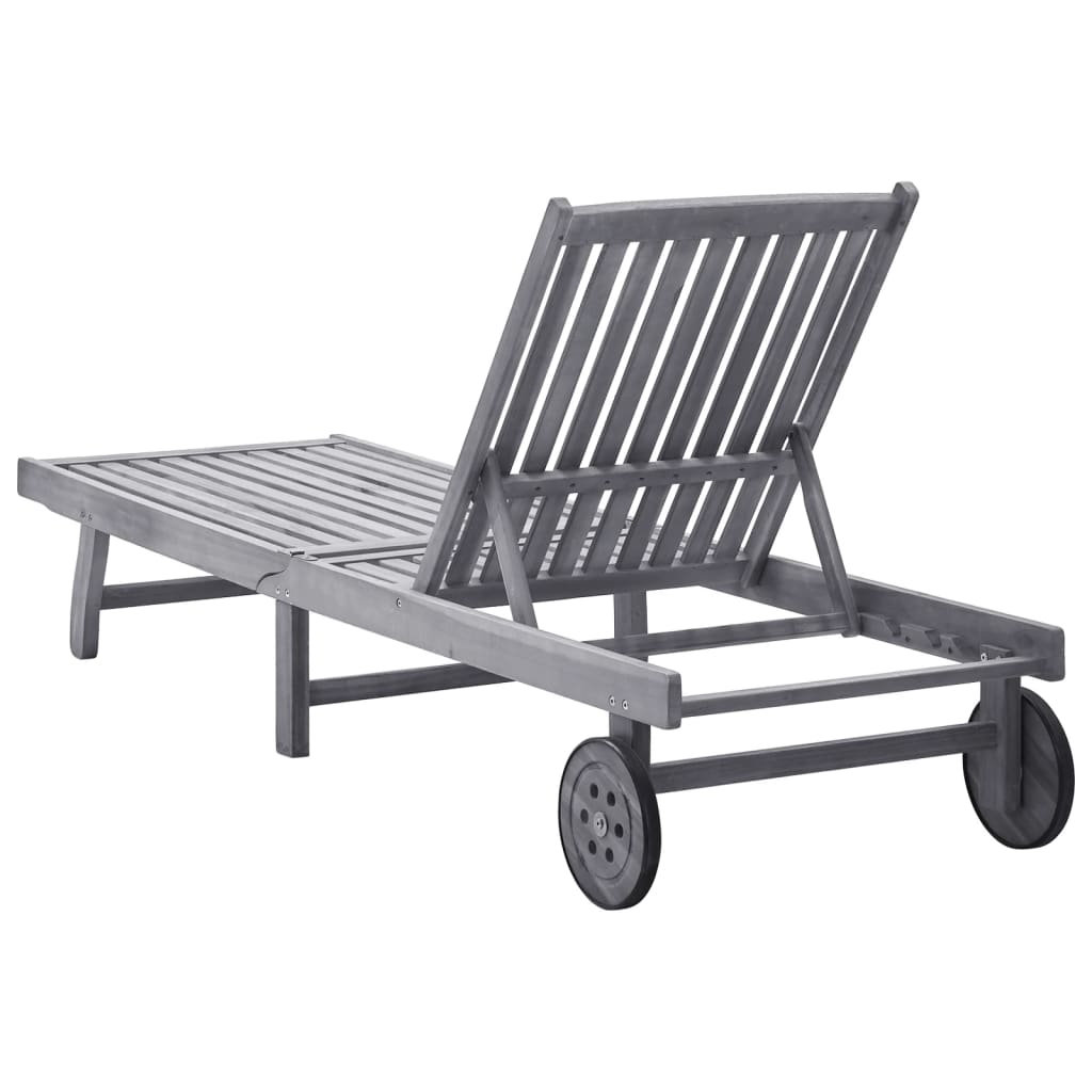 Chaise longue en bois d'acacia massif