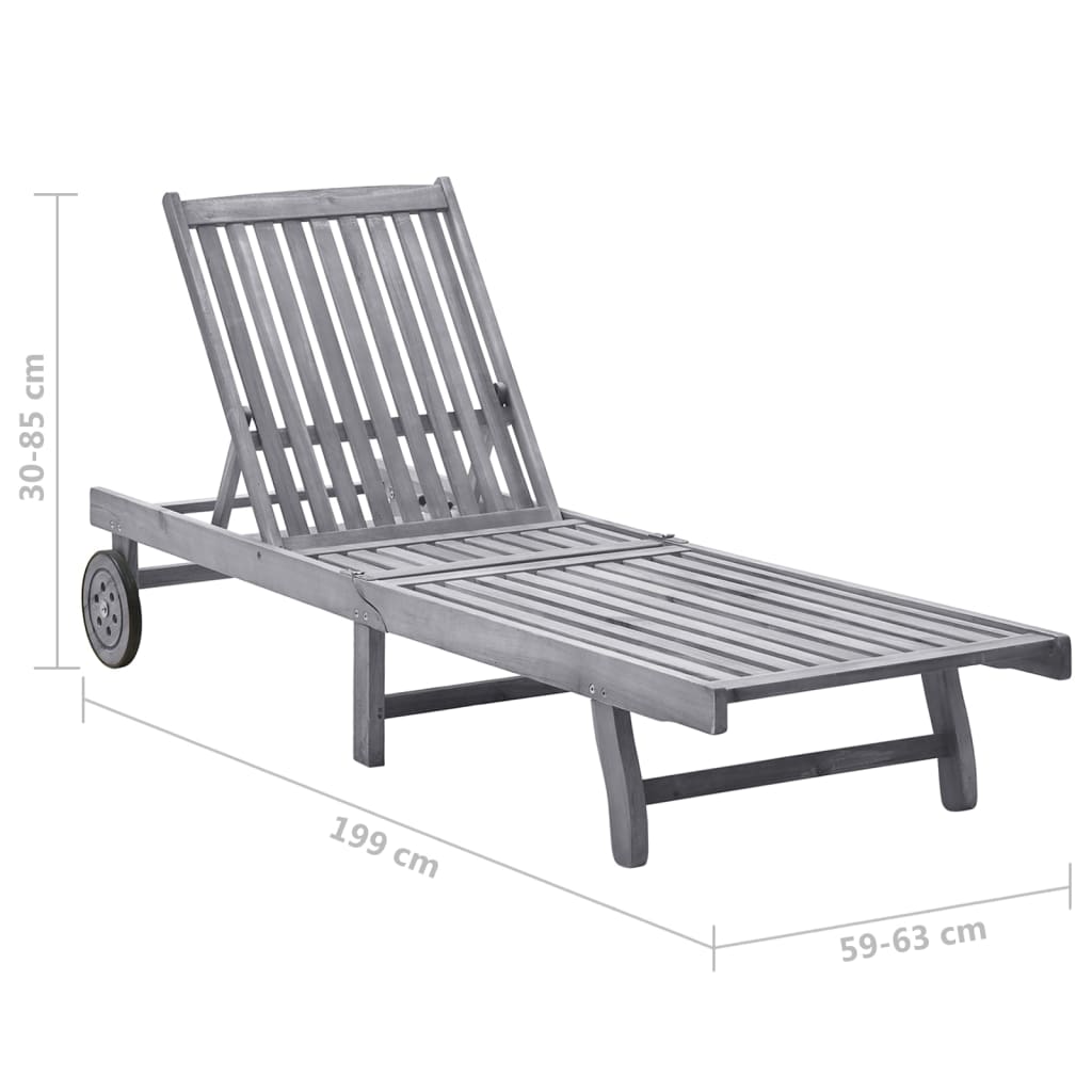 Chaise longue en bois d'acacia massif