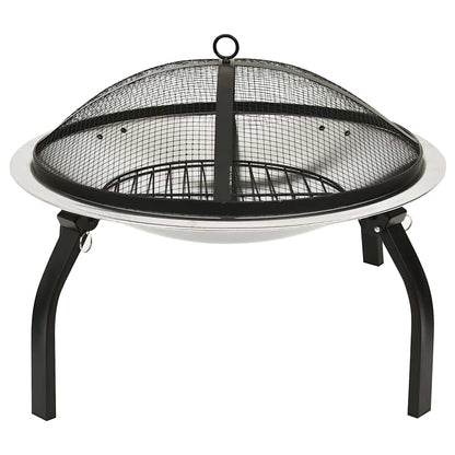 2in1 Feuerschale und Grill mit Schürhaken 56x56x49 cm Edelstahl