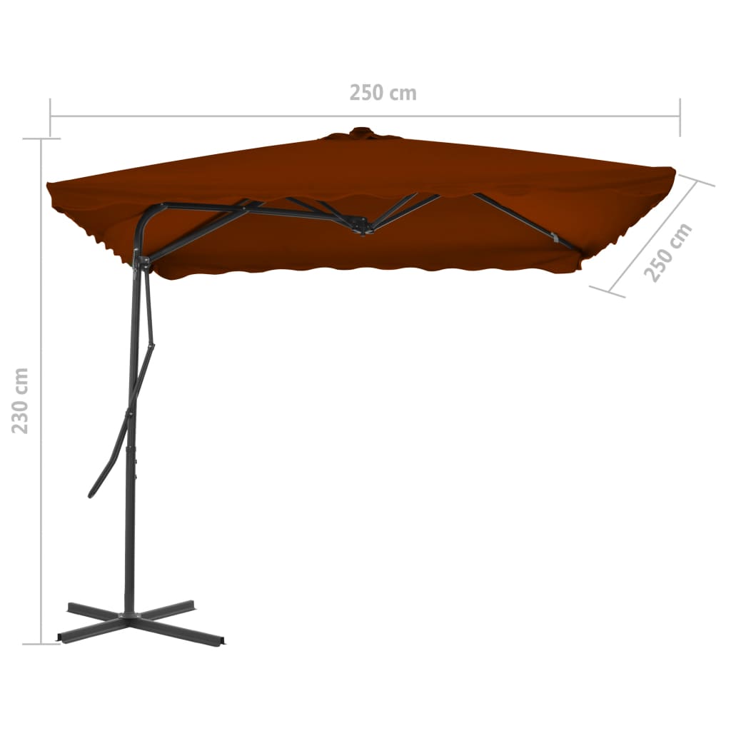 Sonnenschirm mit Stahl-Mast 250x250x230 cm Terrakotta