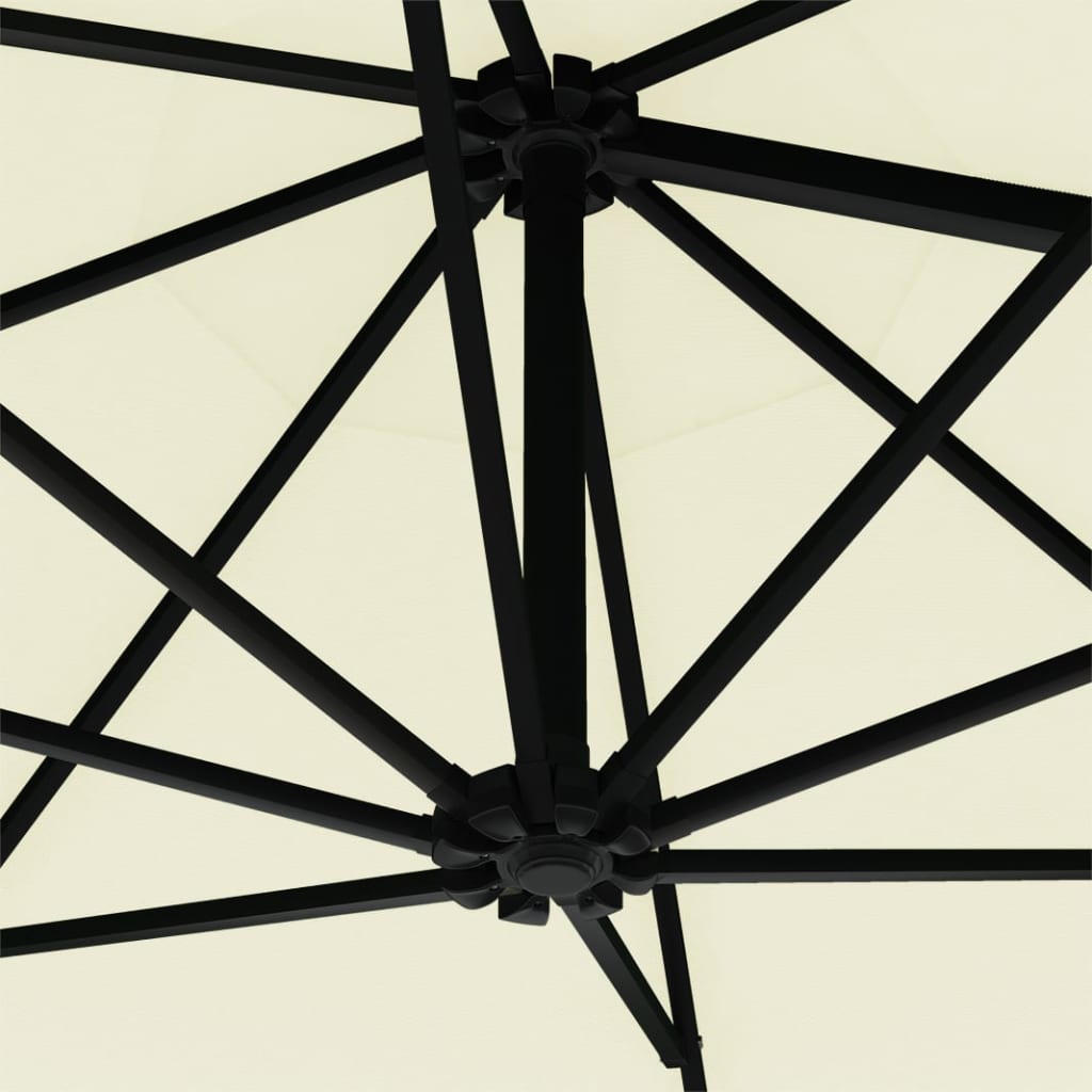 Sonnenschirm zur Wandmontage mit LEDs 300 cm Sandweiß
