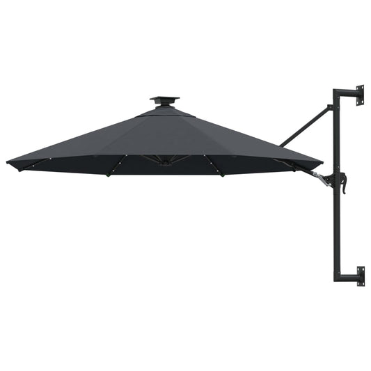 Wall-mounted parasol with LEDs 300 cm anthracite