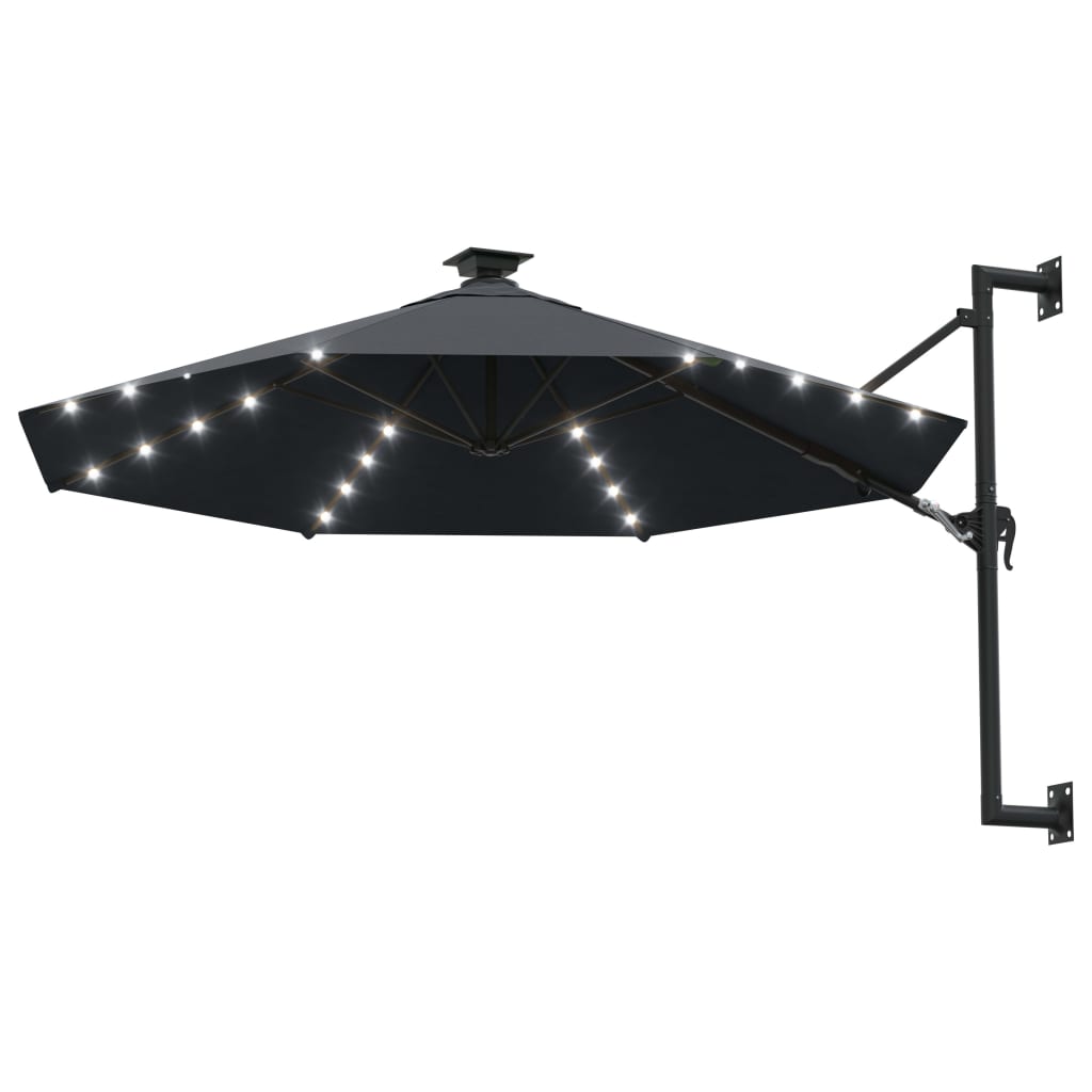 Wall-mounted parasol with LEDs 300 cm anthracite