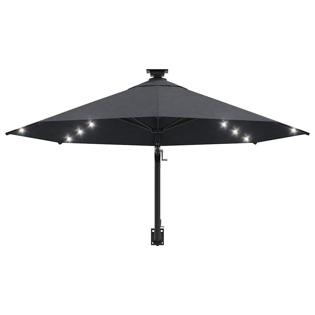Sonnenschirm zur Wandmontage mit LEDs 300 cm Anthrazit