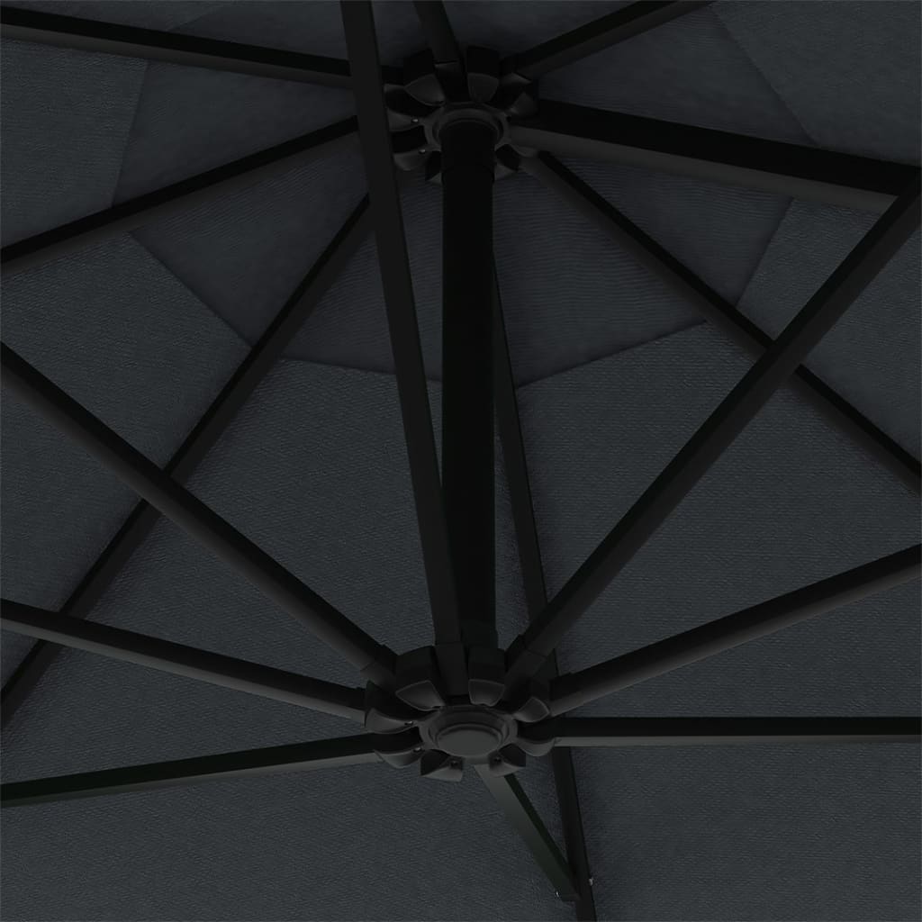 Wall-mounted parasol with LEDs 300 cm anthracite