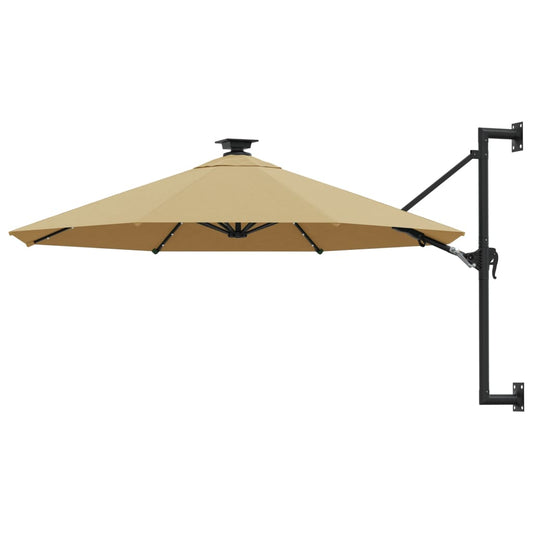 Wall-mounted parasol with LEDs 300 cm Taupe