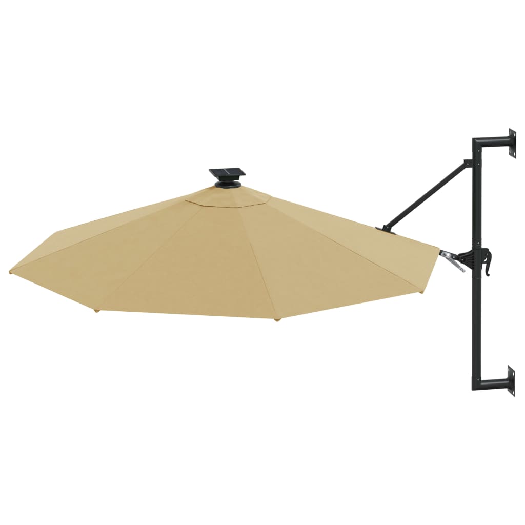 Wall-mounted parasol with LEDs 300 cm Taupe