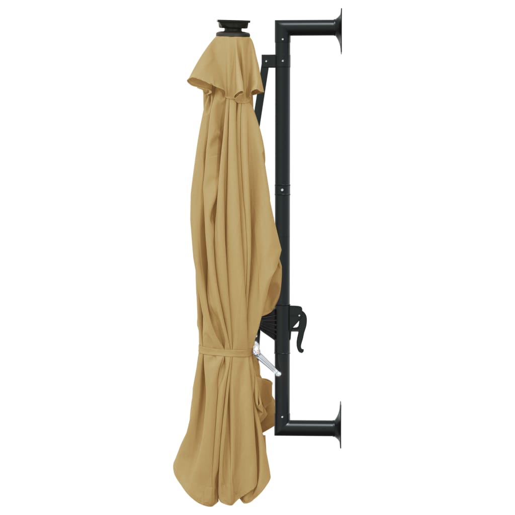 Wall-mounted parasol with LEDs 300 cm Taupe