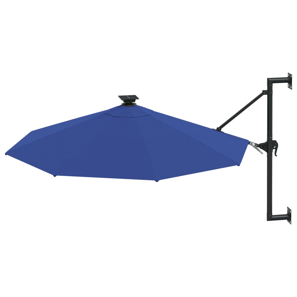 Sonnenschirm zur Wandmontage mit LEDs 300 cm Blau