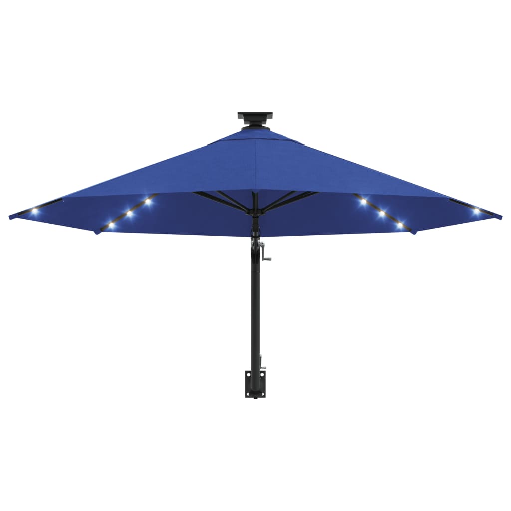 Sonnenschirm zur Wandmontage mit LEDs 300 cm Blau