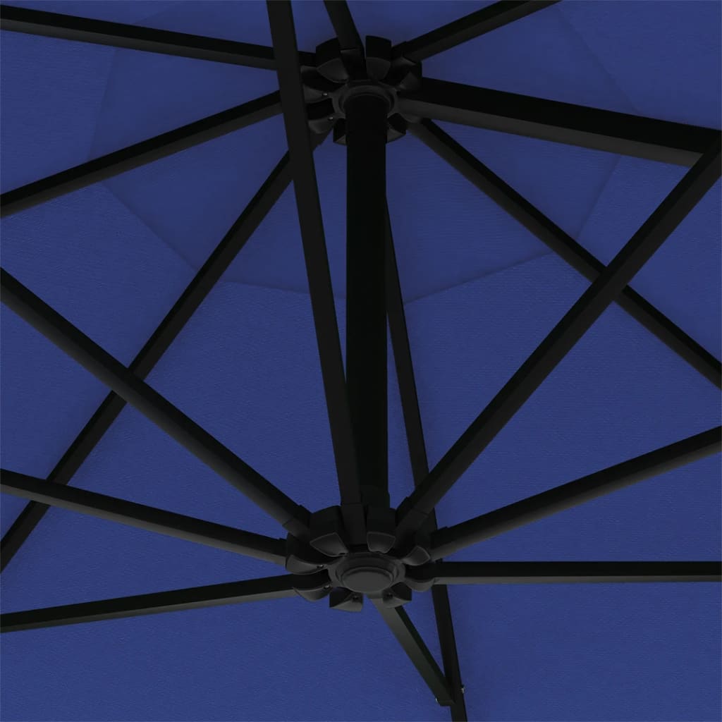 Sonnenschirm zur Wandmontage mit LEDs 300 cm Blau