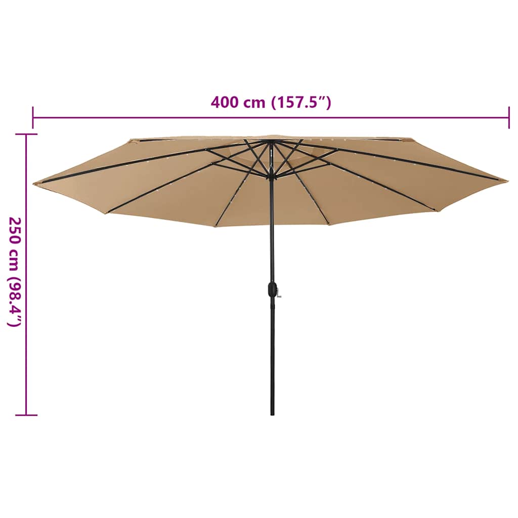 Sonnenschirm mit LED-Beleuchtung 400 cm Taupe