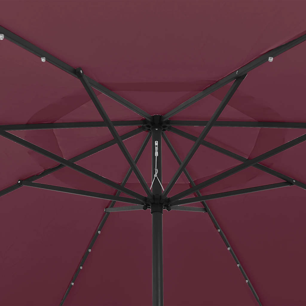 Sonnenschirm mit LED-Beleuchtung 400 cm Bordeaux