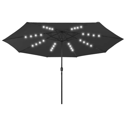 Sonnenschirm mit LED-Beleuchtung 400 cm Schwarz