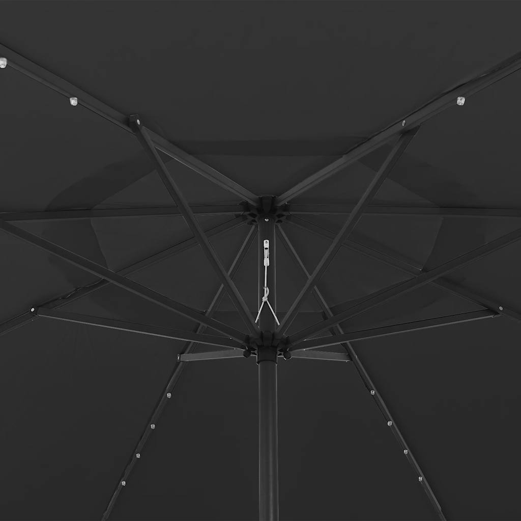 Sonnenschirm mit LED-Beleuchtung 400 cm Schwarz