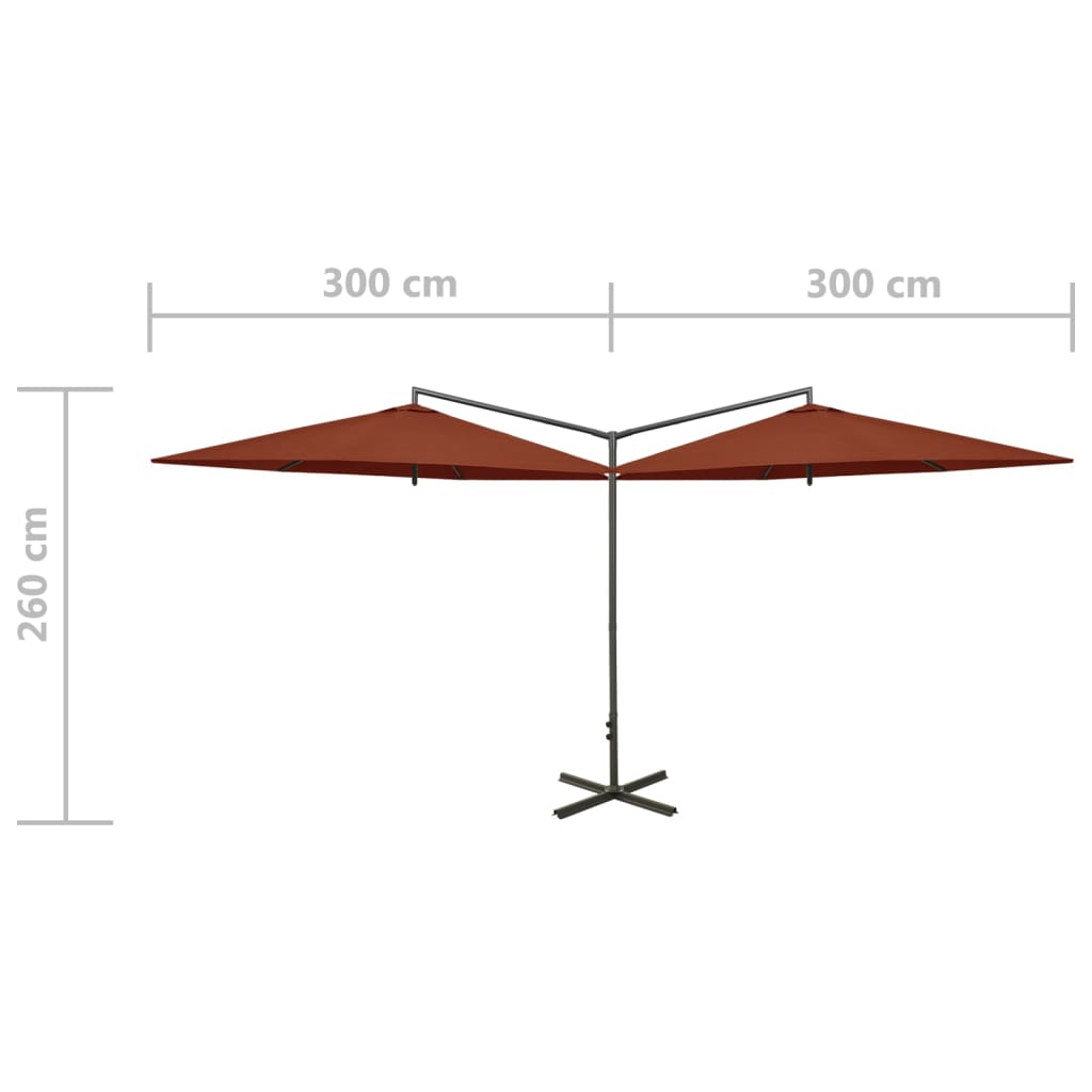 Doppel-Sonnenschirm mit Stahl-Mast 600 cm Terrakotta