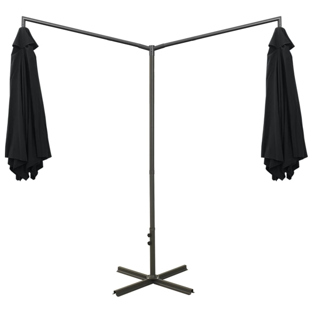 Doppel-Sonnenschirm mit Stahl-Mast 600 cm Schwarz