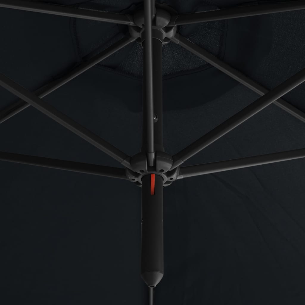 Doppel-Sonnenschirm mit Stahl-Mast 600 cm Schwarz