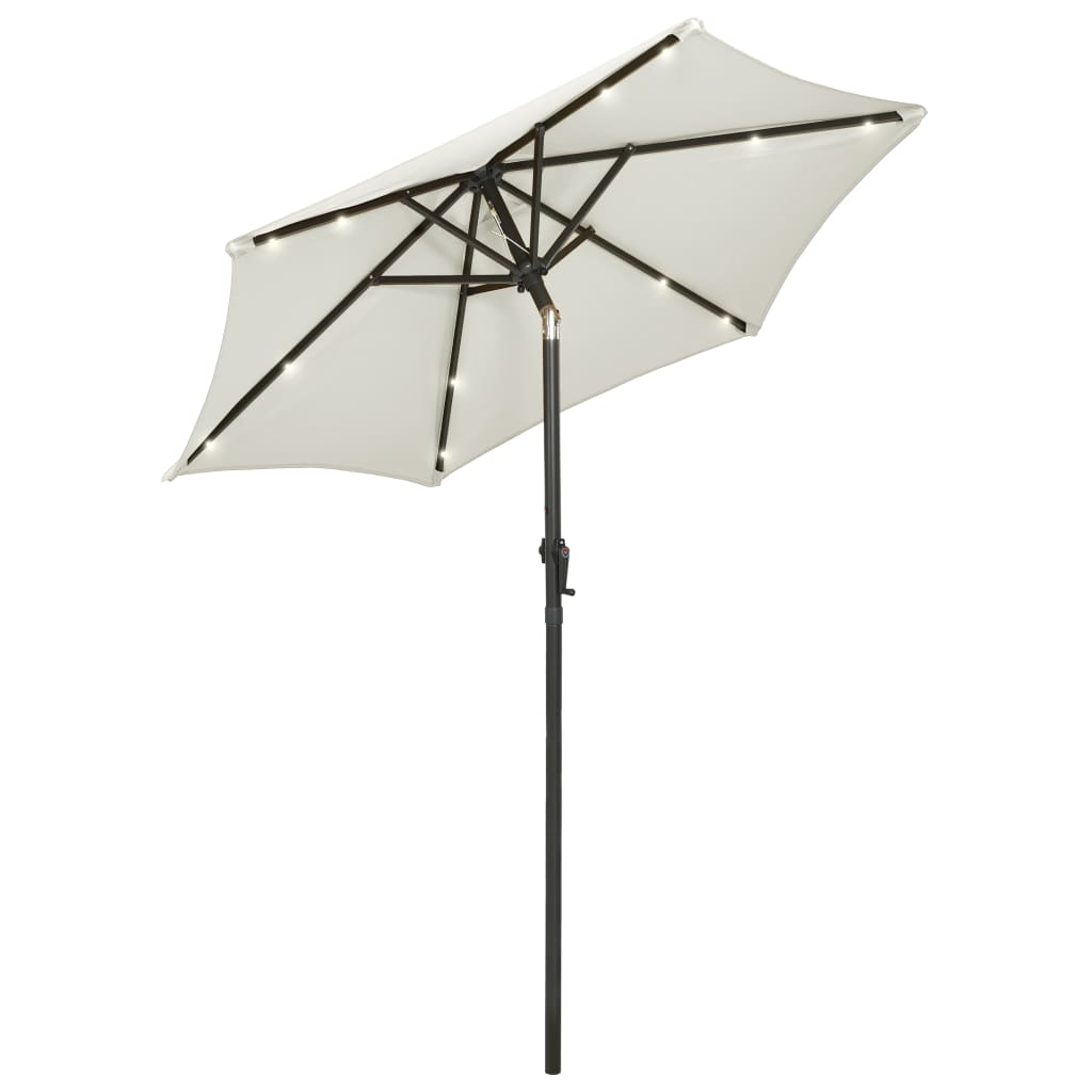 Parasol avec lumières LED couleur sable 200x211cm aluminium