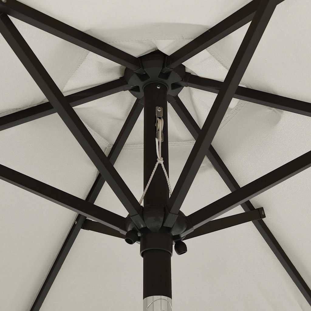 Sonnenschirm mit LED-Beleuchtung Sandweiß 200x211 cm Alu