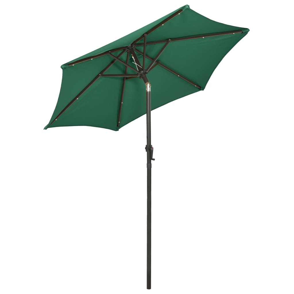 Parasol avec lumières LED Vert 200x211 cm aluminium