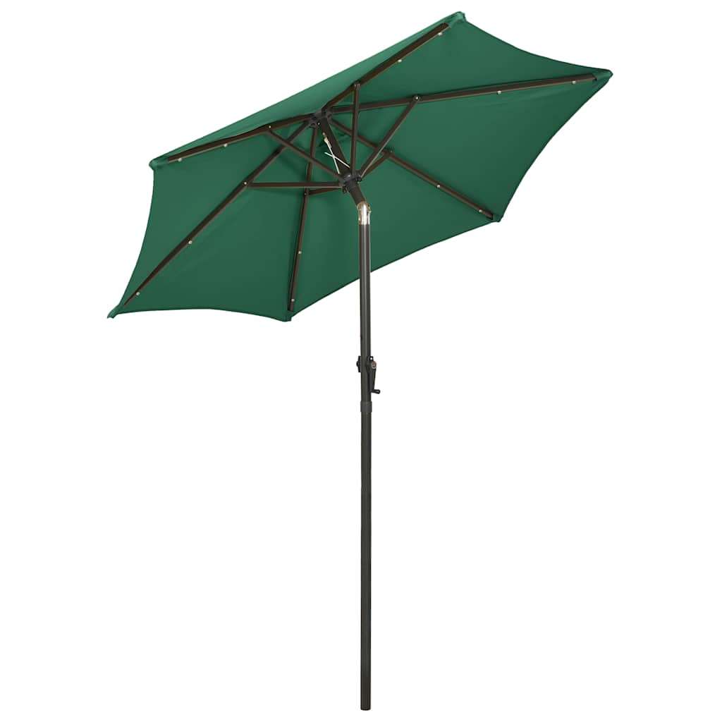 Sonnenschirm mit LED-Beleuchtung Grün 200x211 cm Alu
