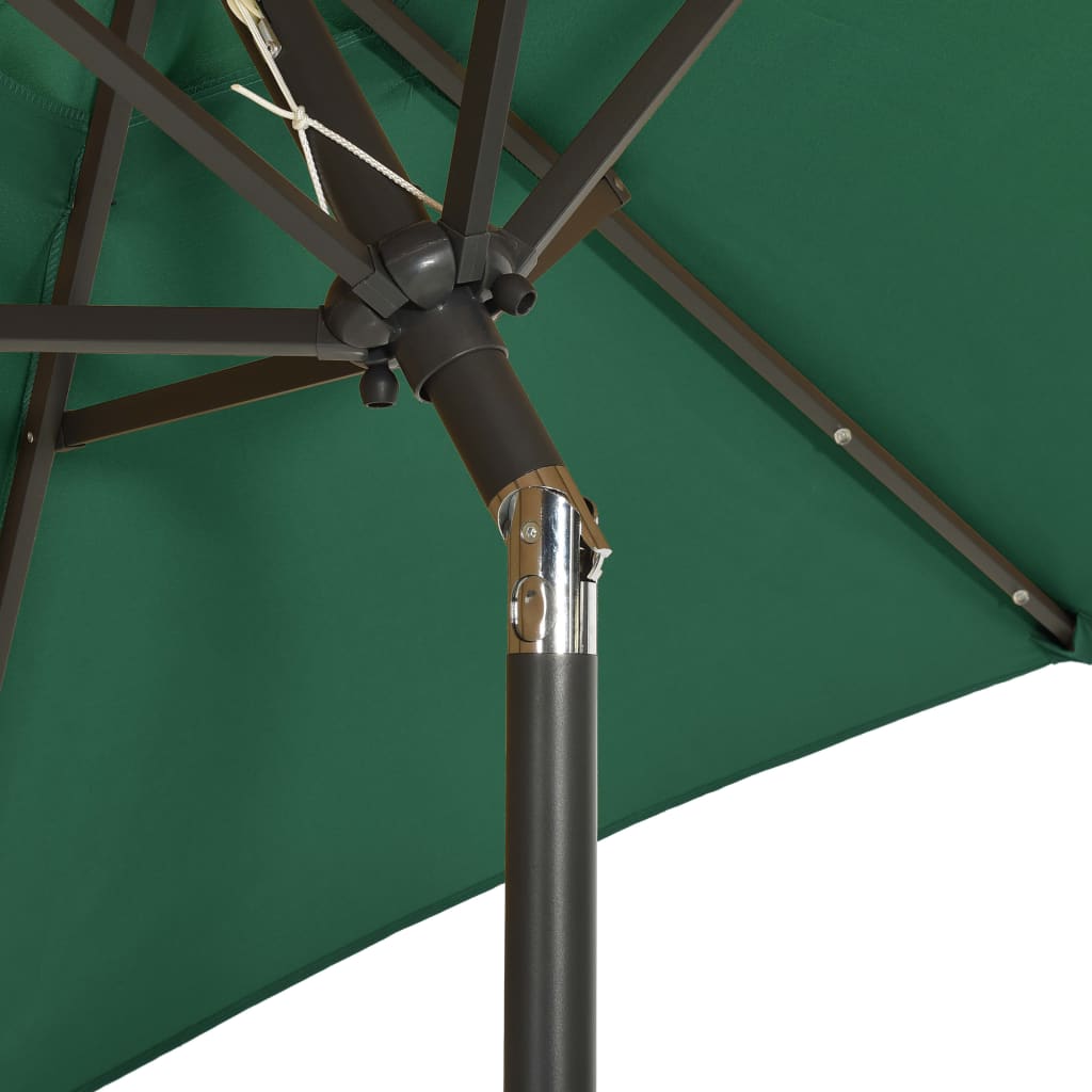 Parasol avec lumières LED Vert 200x211 cm aluminium