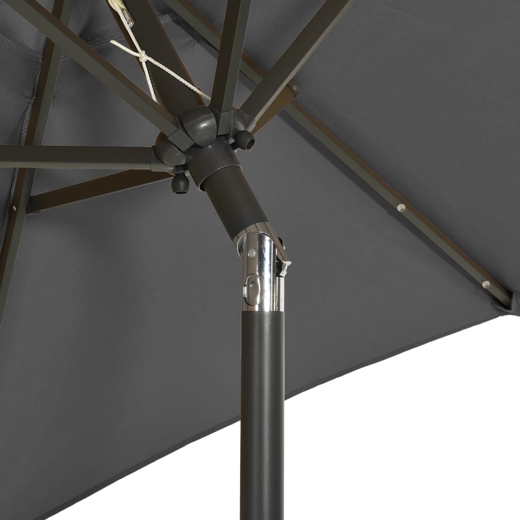 Parasol avec lumières LED anthracite 200x211 cm aluminium