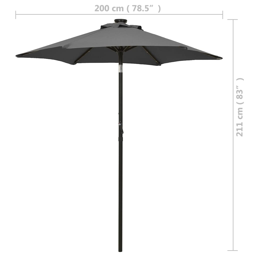 Parasol avec lumières LED anthracite 200x211 cm aluminium