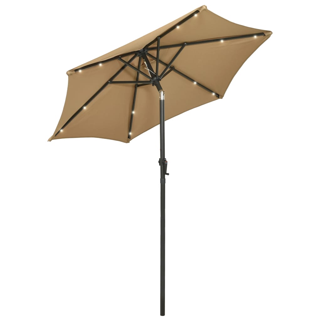 Parasol avec lumières LED Taupe 200x211cm aluminium