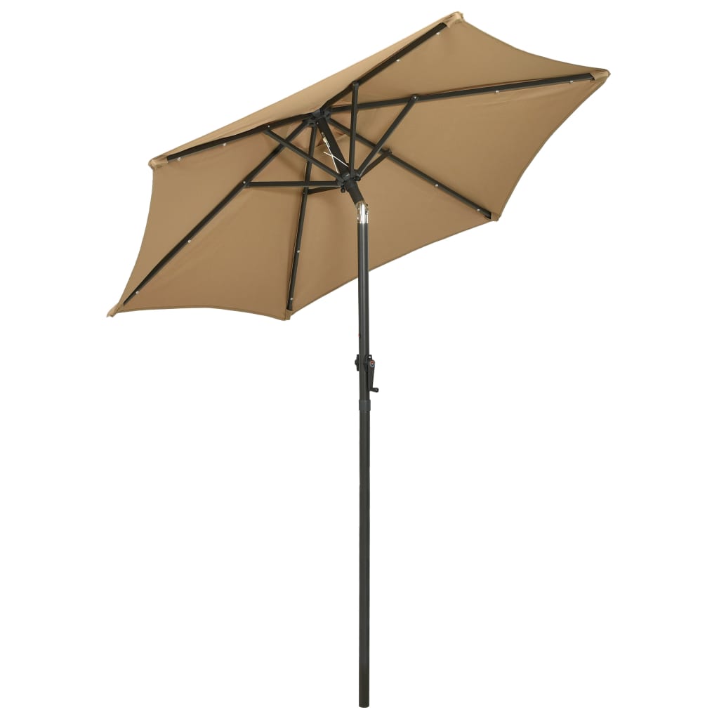 Parasol avec lumières LED Taupe 200x211cm aluminium