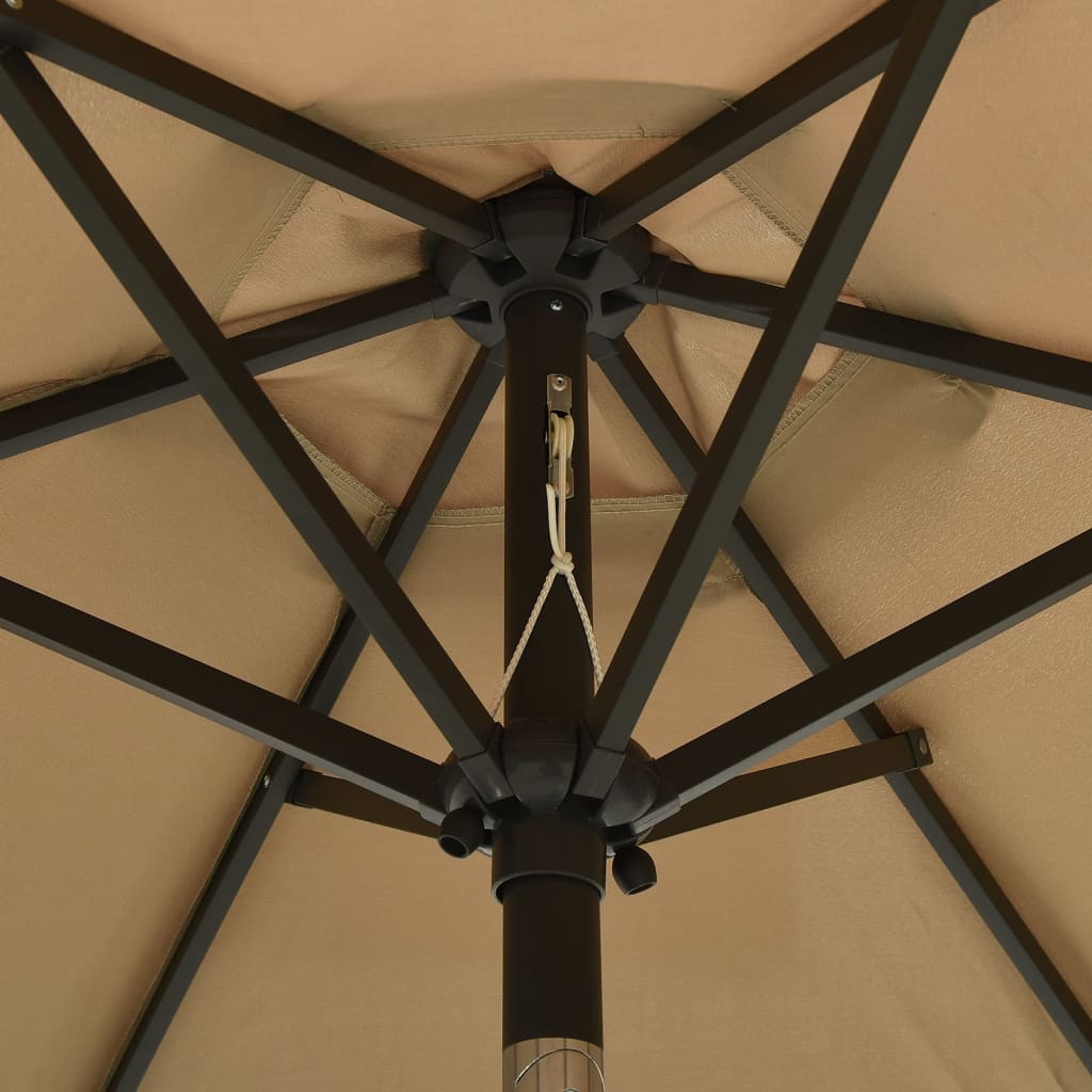 Parasol avec lumières LED Taupe 200x211cm aluminium