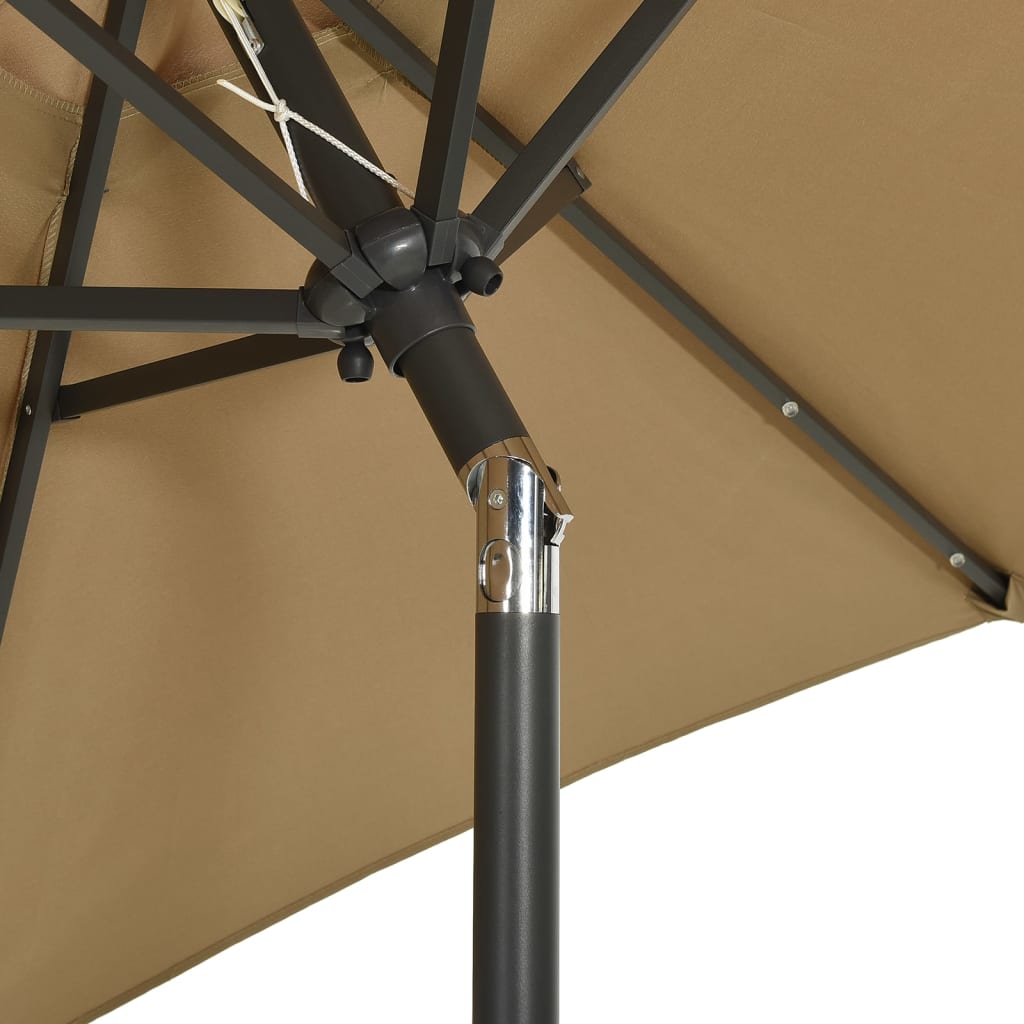 Parasol avec lumières LED Taupe 200x211cm aluminium