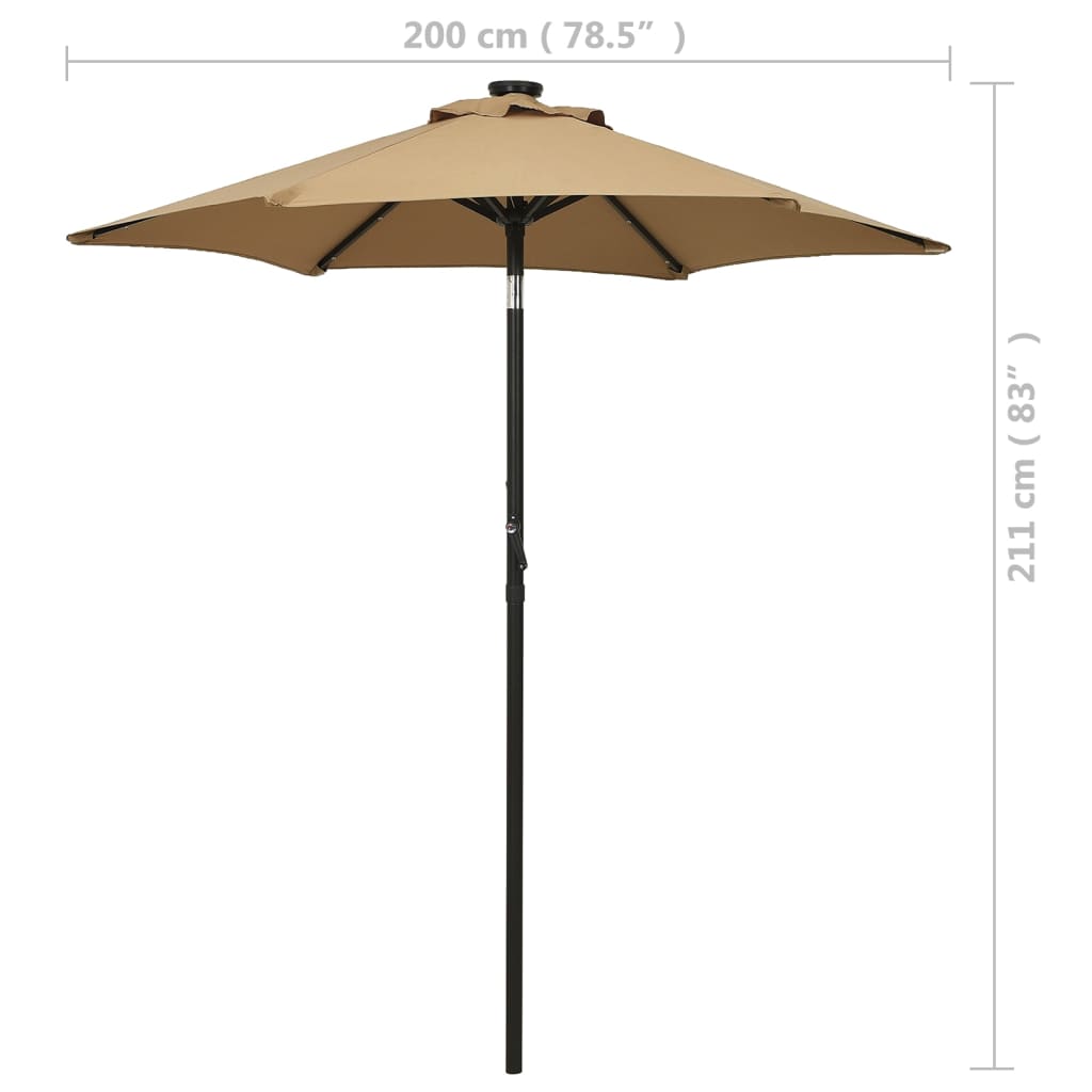 Parasol avec lumières LED Taupe 200x211cm aluminium