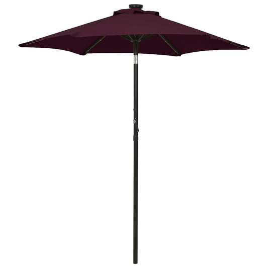 Sonnenschirm mit LED-Beleuchtung Bordeauxrot 200x211 cm Alu