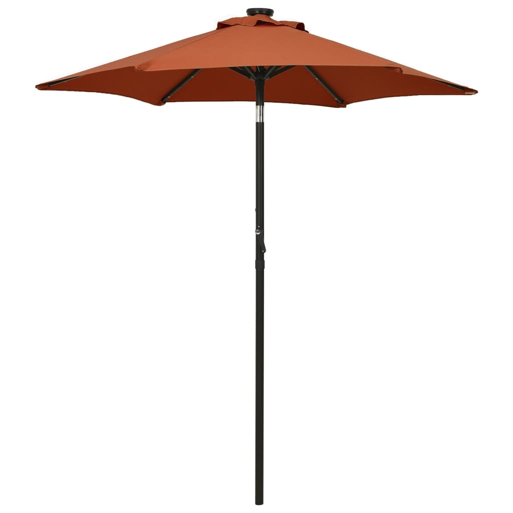 Parasol avec lumières LED terre cuite rouge 200x211cm aluminium