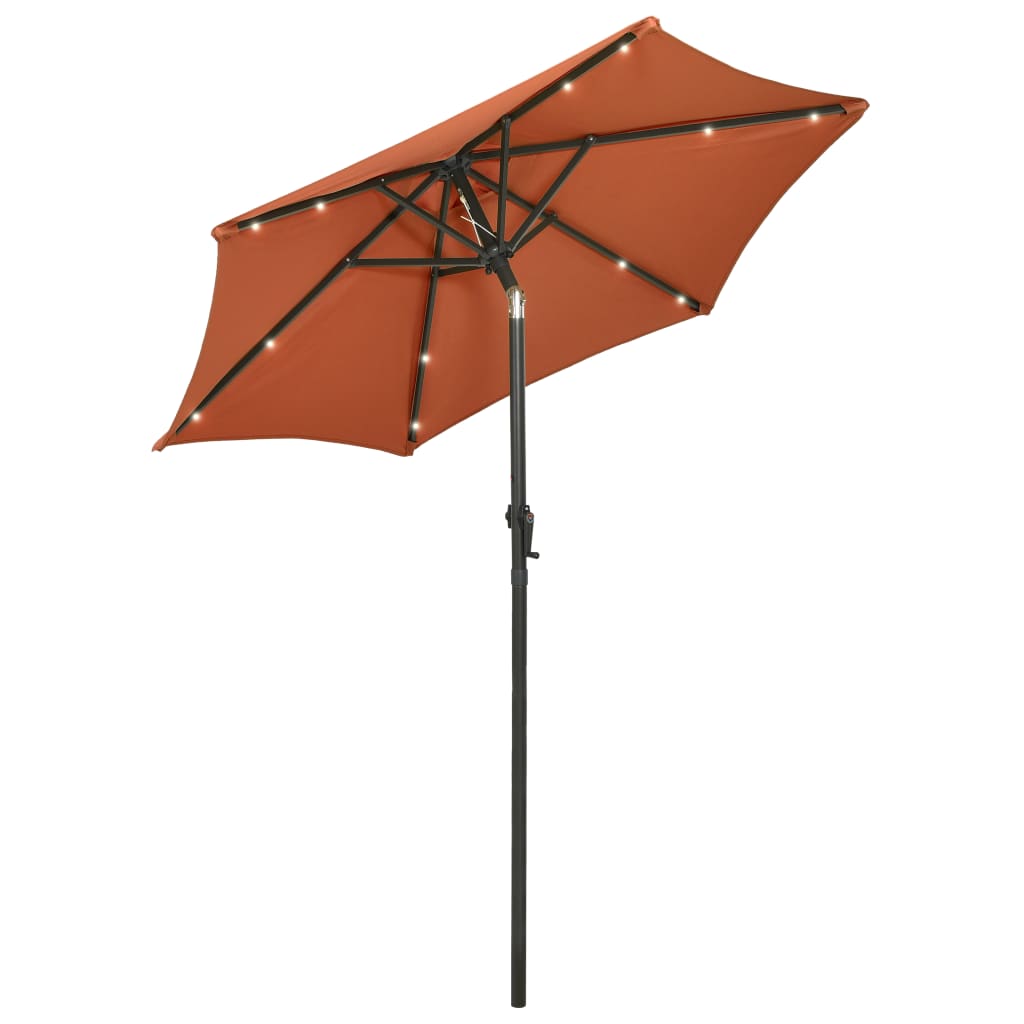 Parasol avec lumières LED terre cuite rouge 200x211cm aluminium