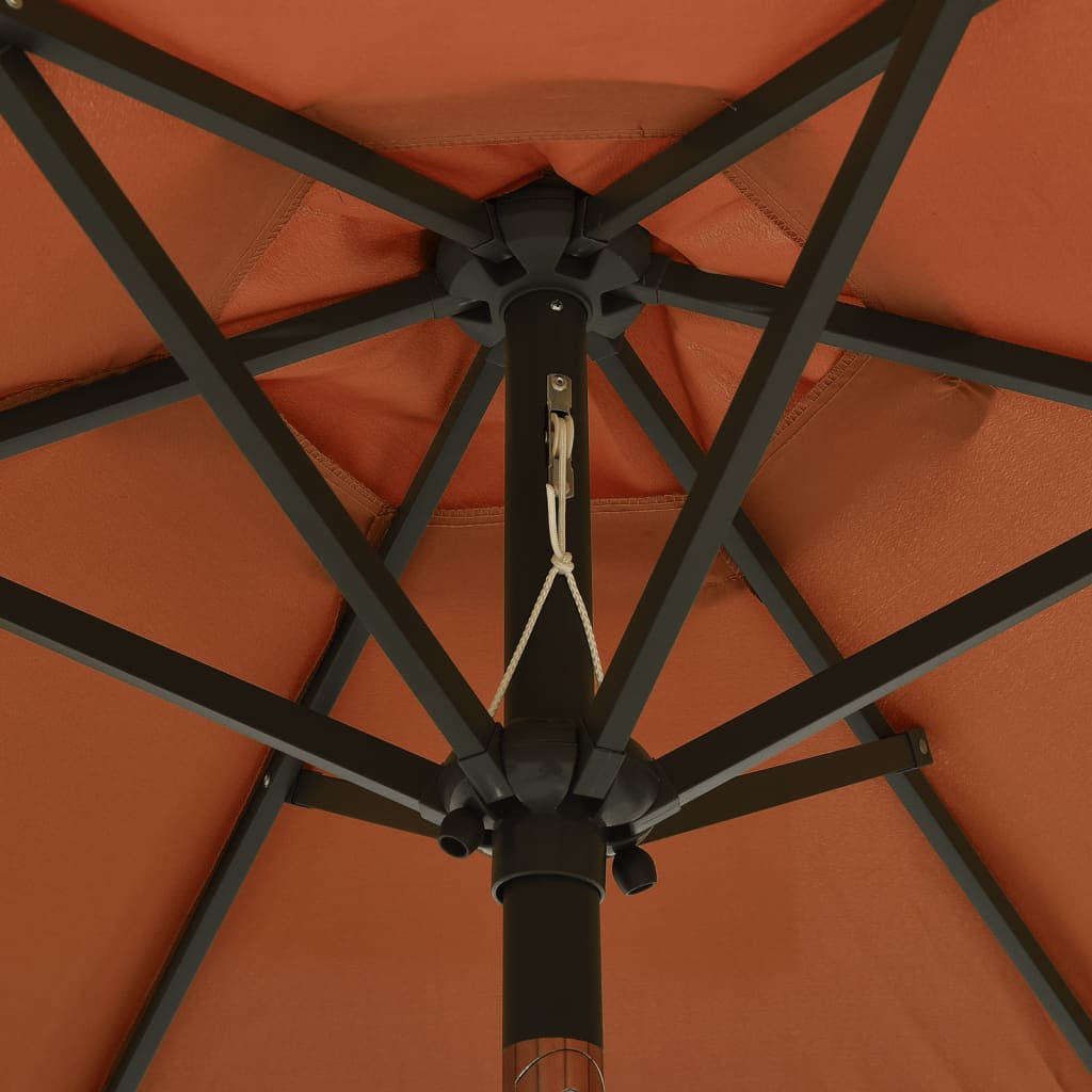 Parasol avec lumières LED terre cuite rouge 200x211cm aluminium