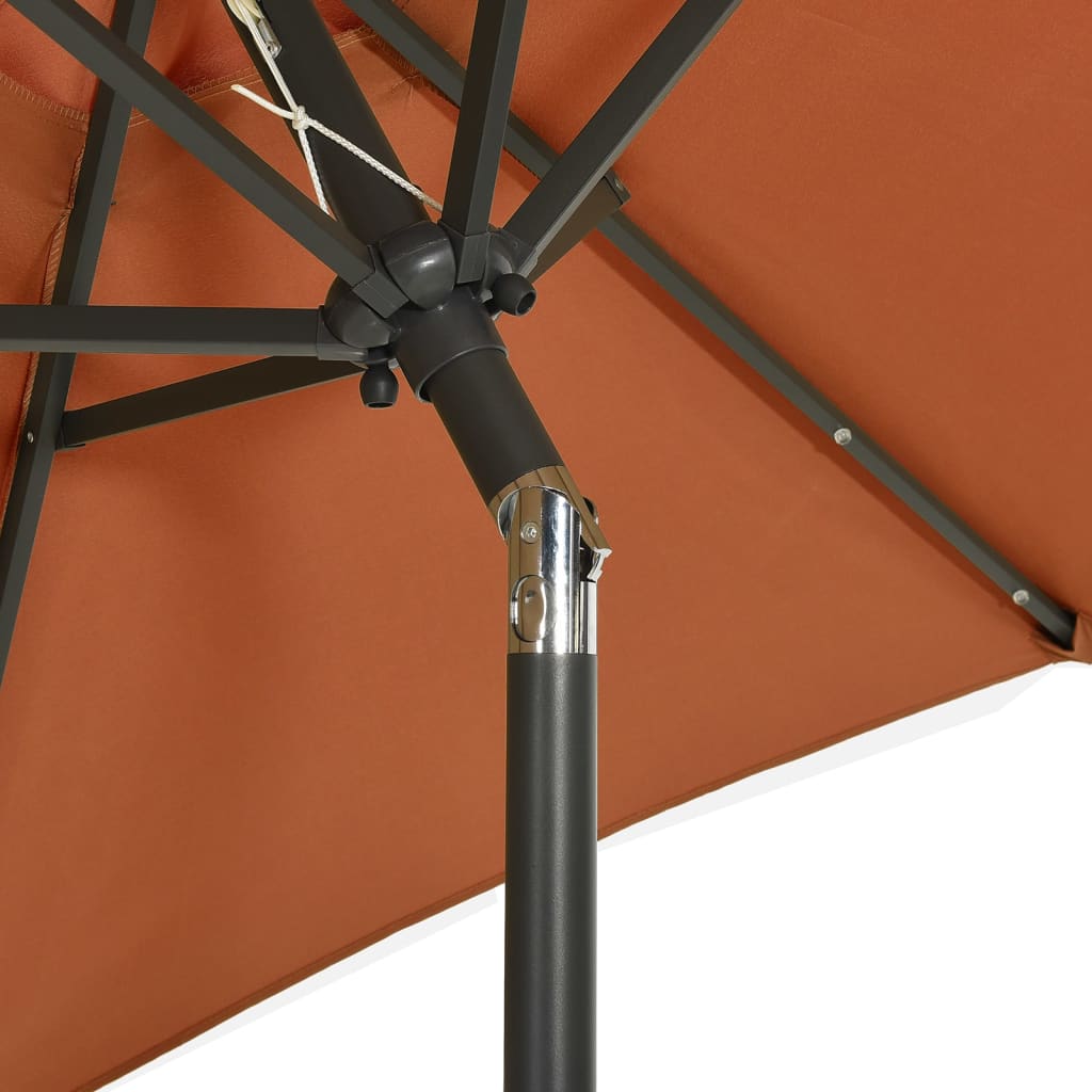 Parasol avec lumières LED terre cuite rouge 200x211cm aluminium