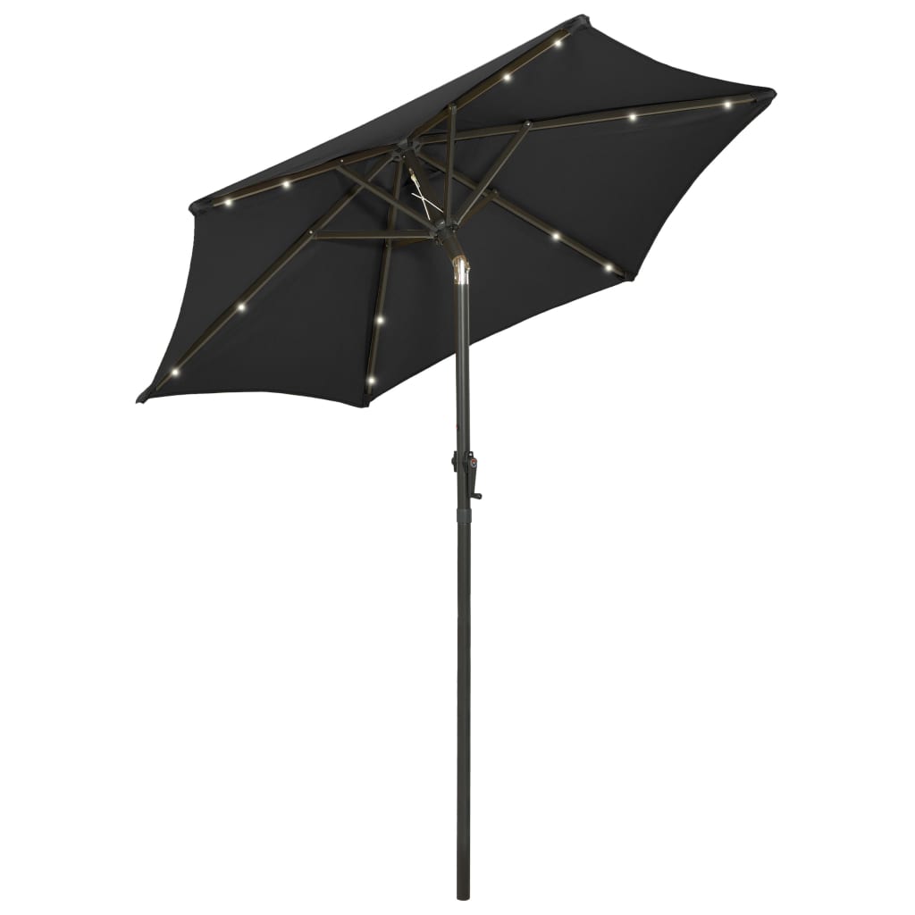 Parasol avec lumières LED noir 200x211cm aluminium