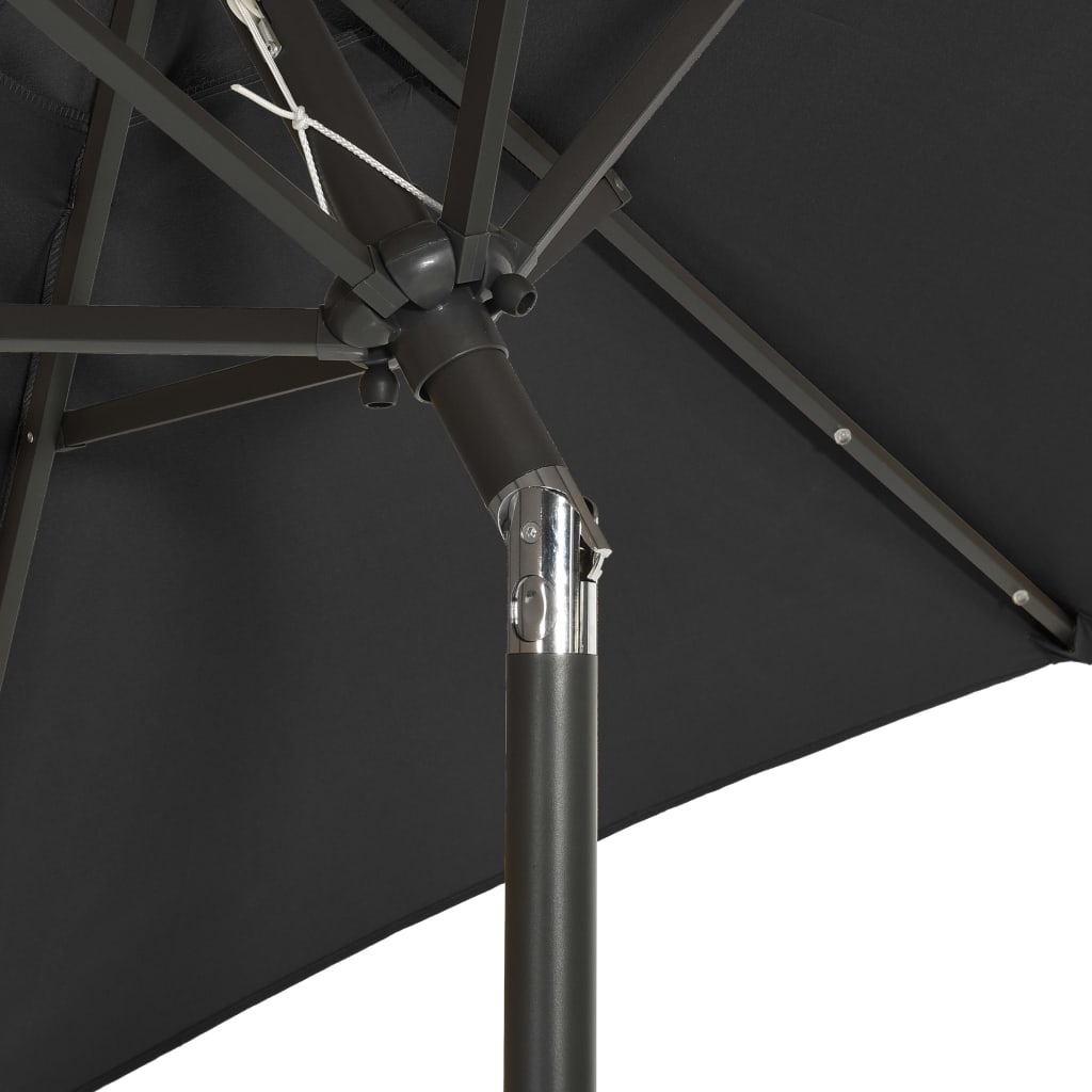 Parasol avec lumières LED noir 200x211cm aluminium