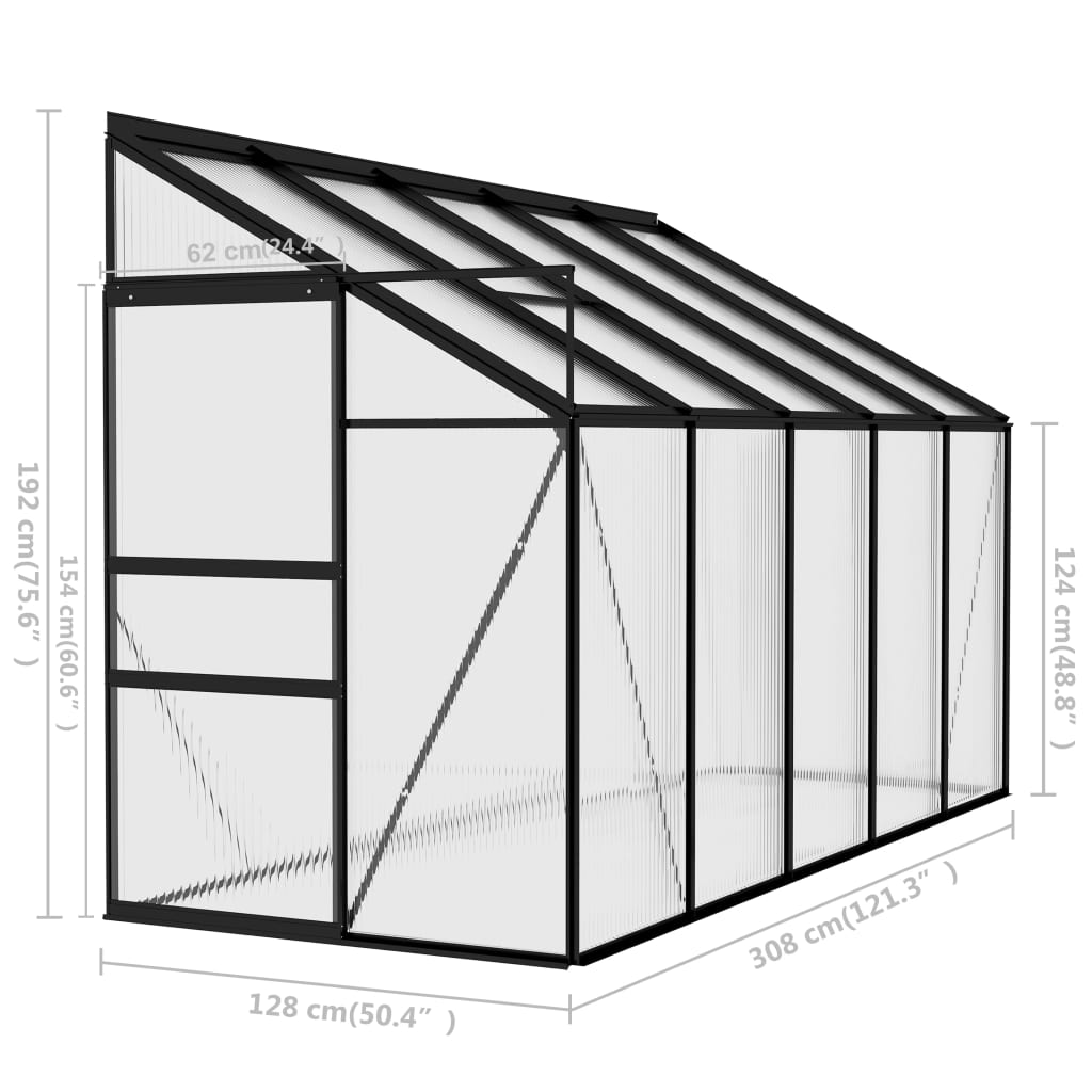 Gewächshaus Anthrazit Aluminium 6,23 m³