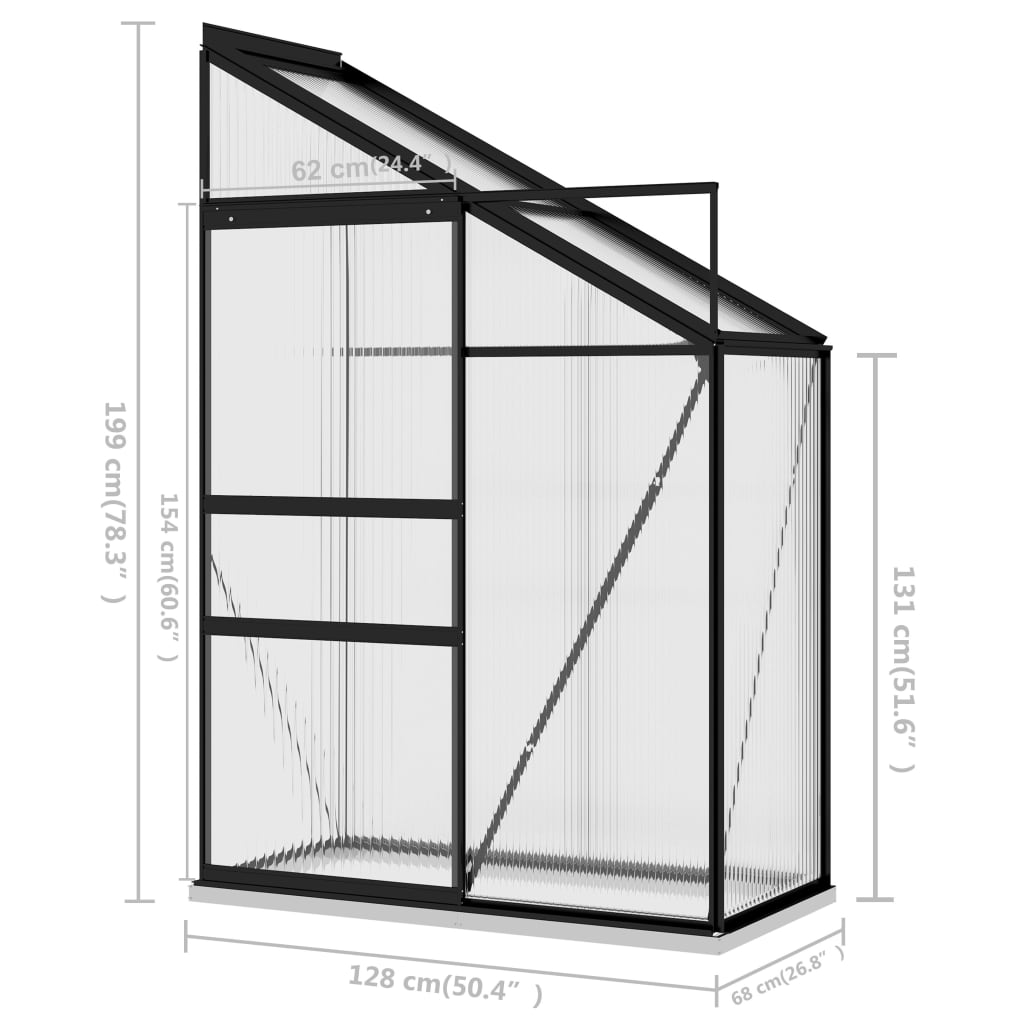 Anlehngewächshaus Anthrazit Aluminium 1,44 m³