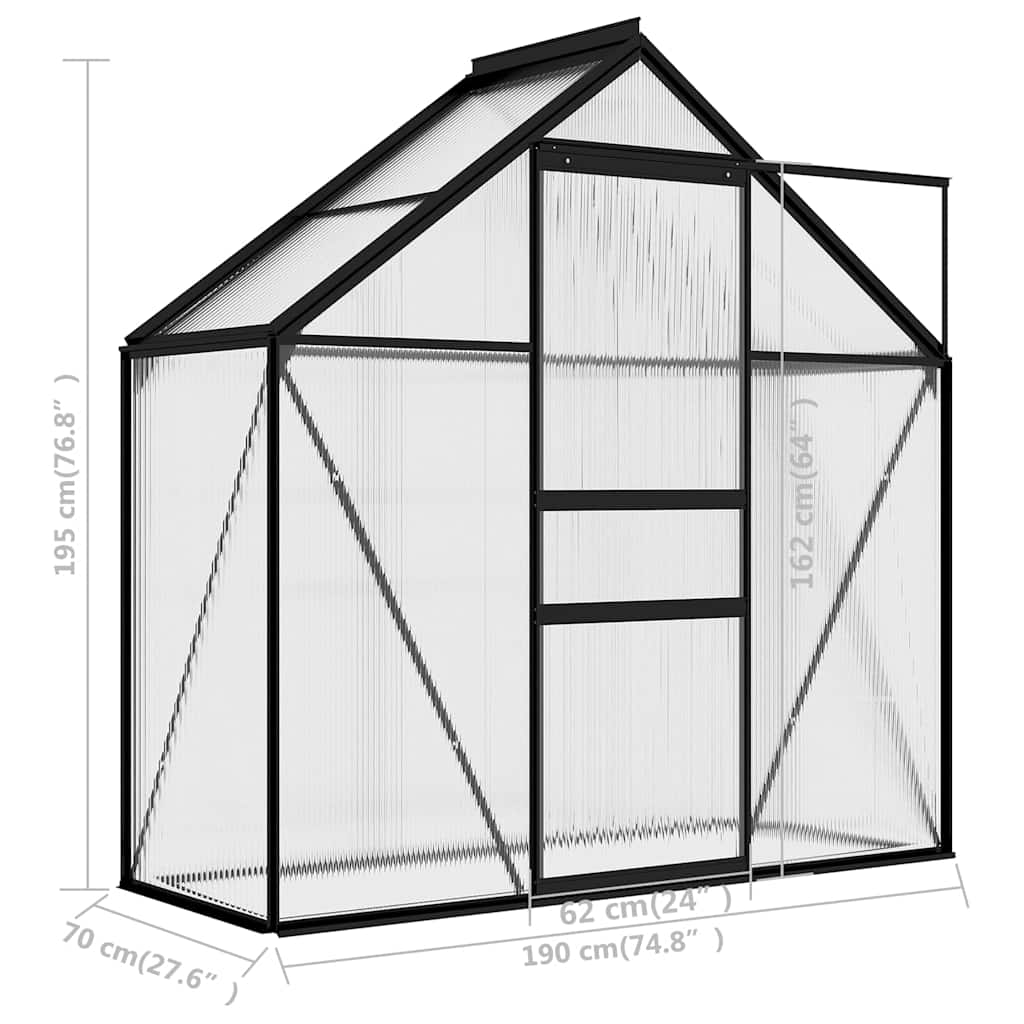 Anlehngewächshaus Anthrazit Aluminium 1,33 m²