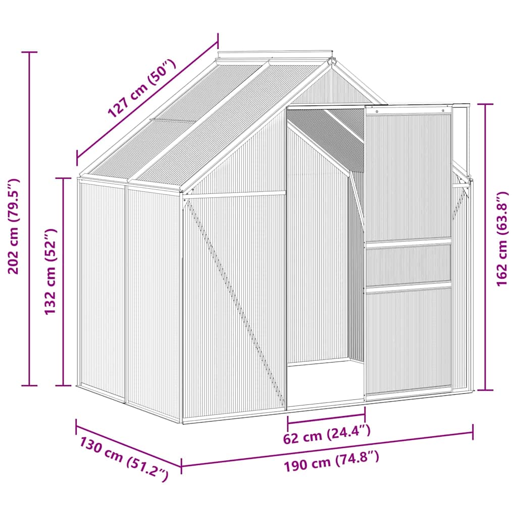 Anlehngewächshaus Anthrazit Aluminium 2,47 m²