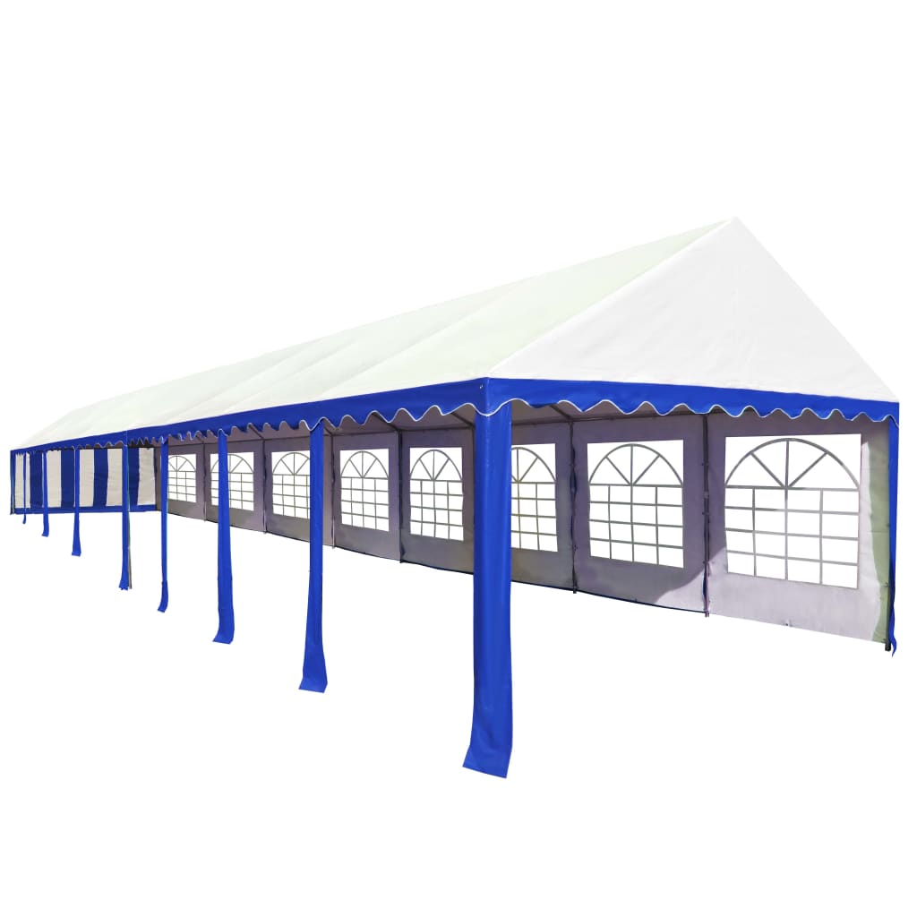 Gartenzelt PVC 6x16 m Blau und Weiß