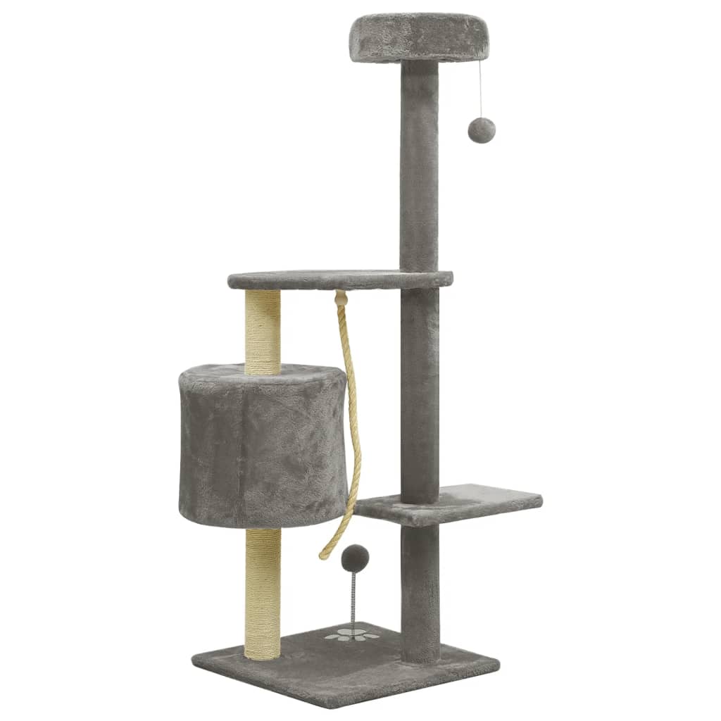 Katzenbaum mit Sisal-Kratzsäulen Grau 120 cm